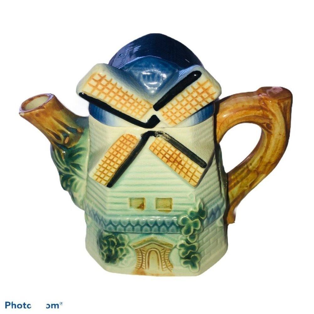 Sakura Windmill House Ceramic Mini One Cup Collectible Teapot